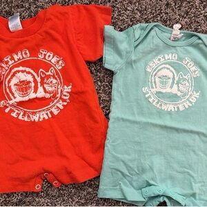 eskimo joes Short Sleeve rompers - orange and Teal